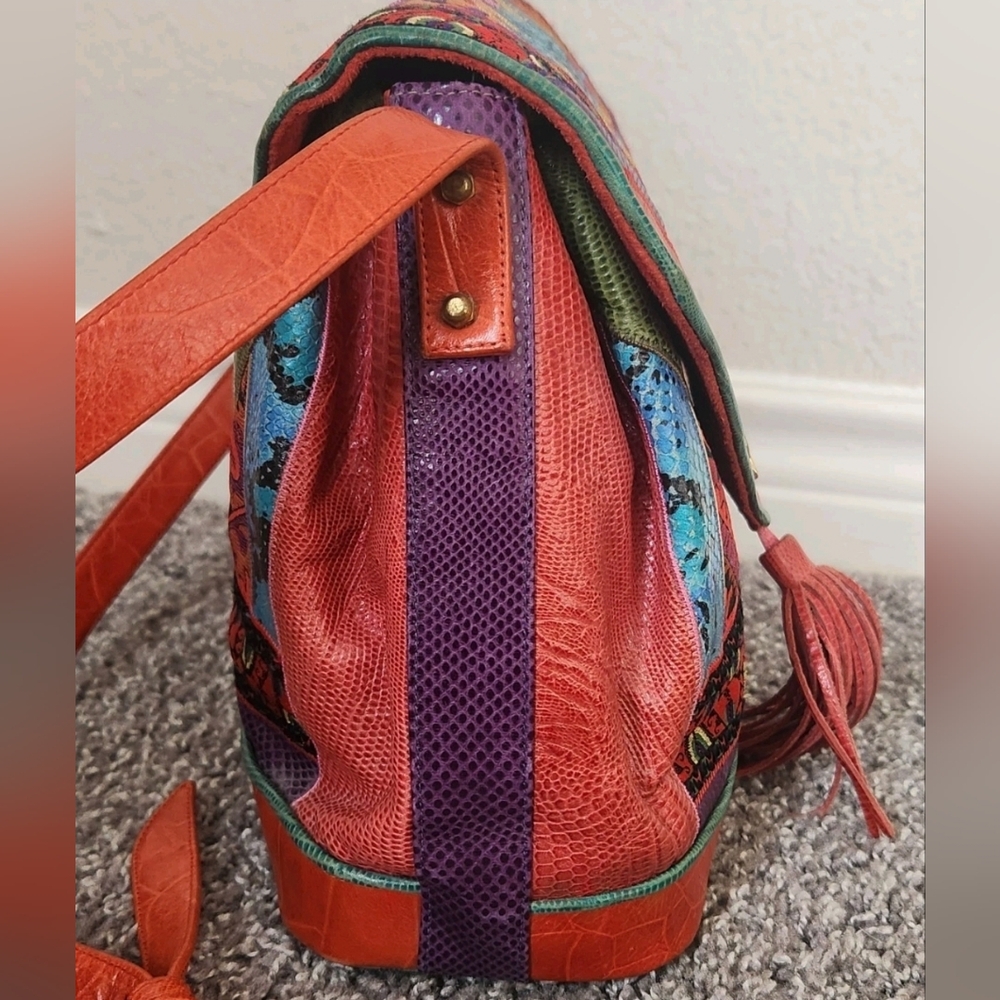 Sharif Multicolor Red Blue Purple Crossbody Bag - Picture 14 of 16